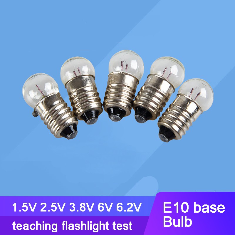 Set 10 Bóng Đèn Pin E10 1.5V 2.5V 3.8V 4.8V 6V 6.2V Đa Dụng Chất Lượng Cao