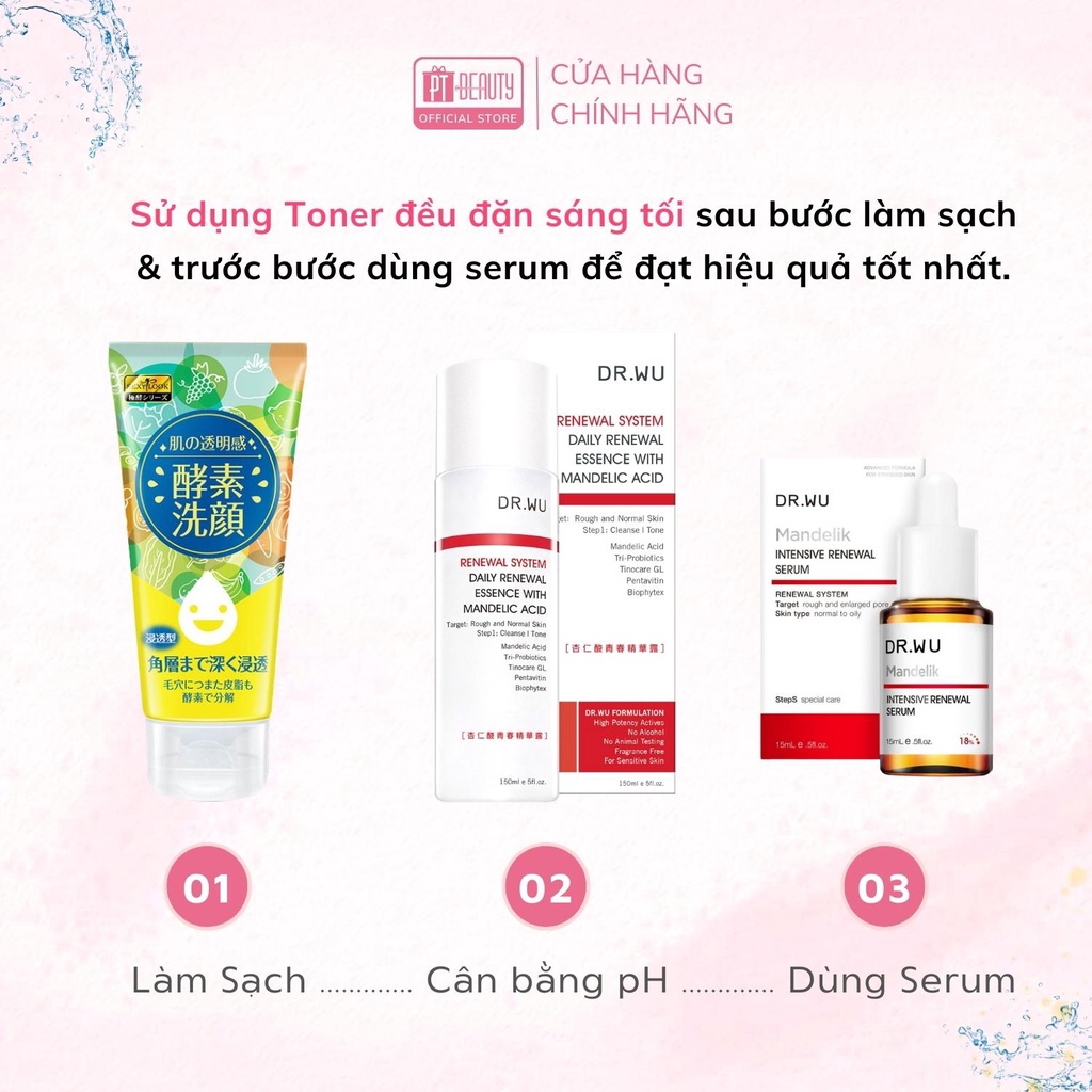 Toner MA giúp làm sạch sâu, tái tạo da Dr wu Toner Mandelic Acid 150ml