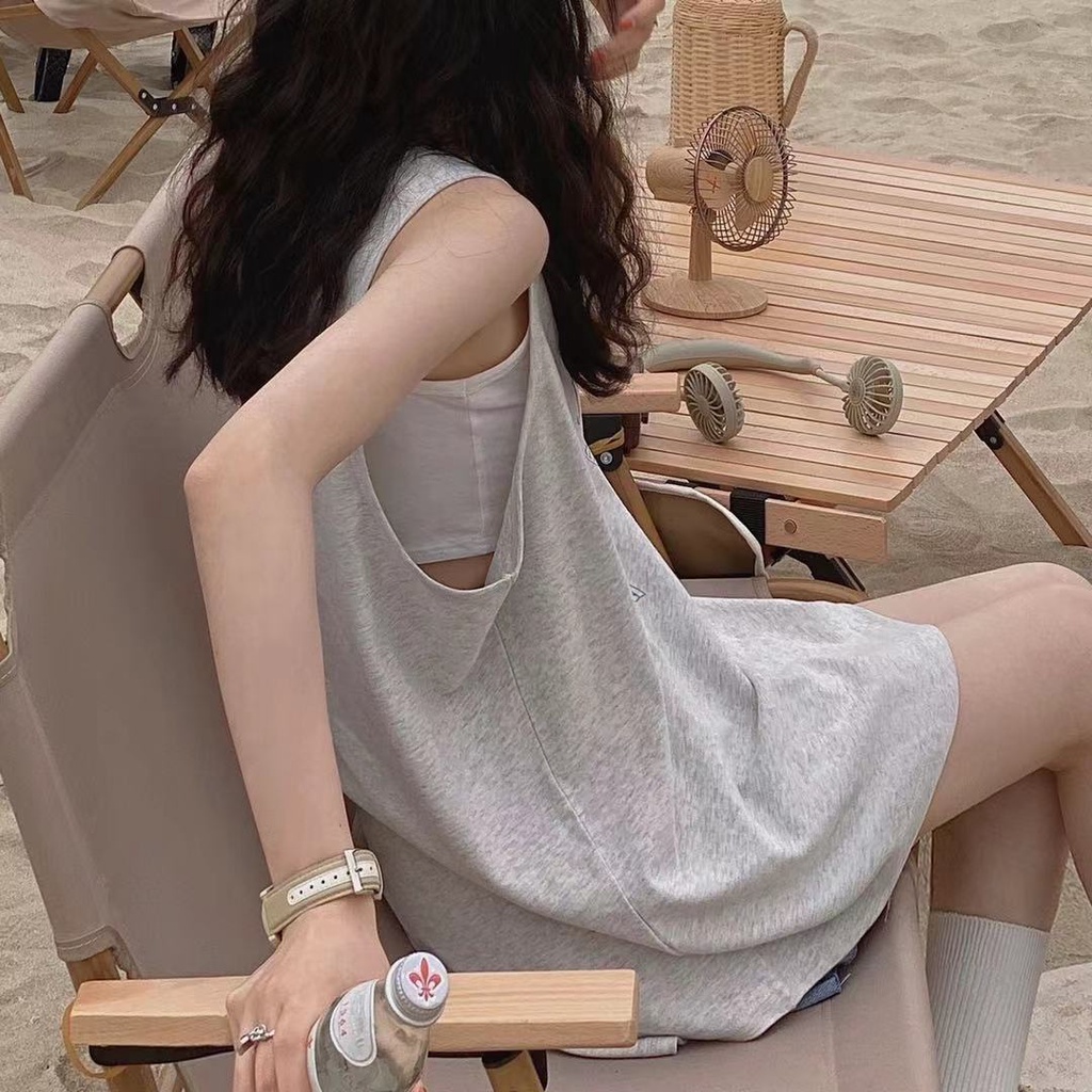 Áo Thun Không Tay Dáng Rộng Oversize Thời Trang Mùa Hè Dành Cho Nữ