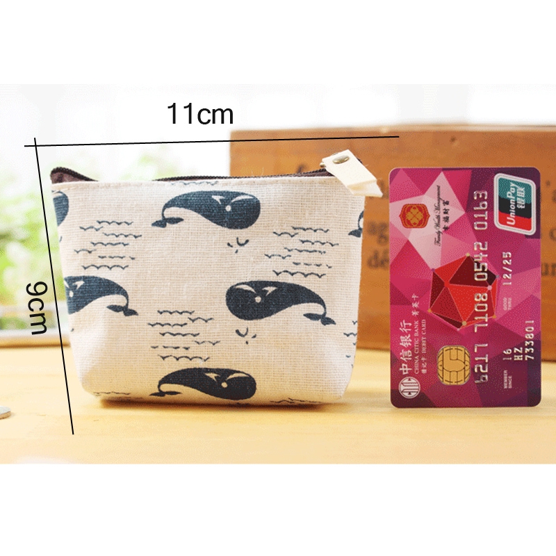 Ví canvas đựng tiền xu họa tiết hoạt hình phong cách retro