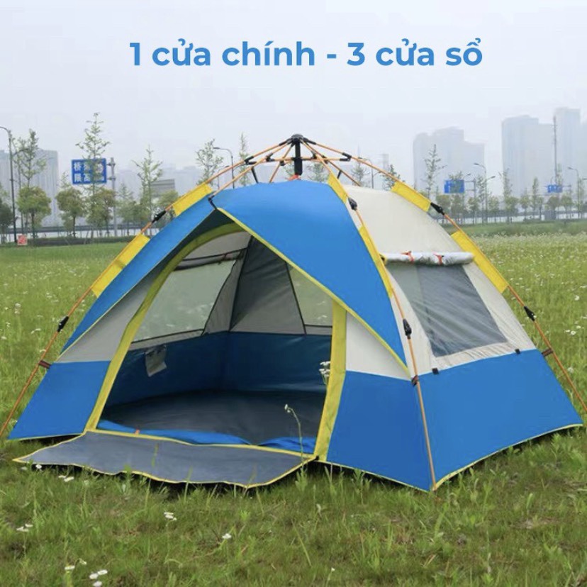 Lều cắm trại, lều du lịch cho gia đình, lều dã ngoại tự 4-5 2 cửa 2 lớp thông thoáng