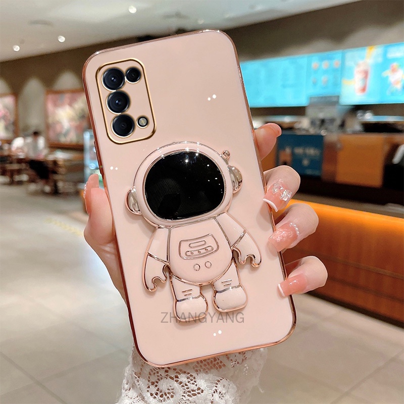ốp lưng oppo reno 4 reno 5 reno 4 pro reno 5 pro TPU Mạ điện 3D Phi hành gia có chân đế ốp điện thoại oppo reno 4 reno 5 reno 4 pro reno 5 propro