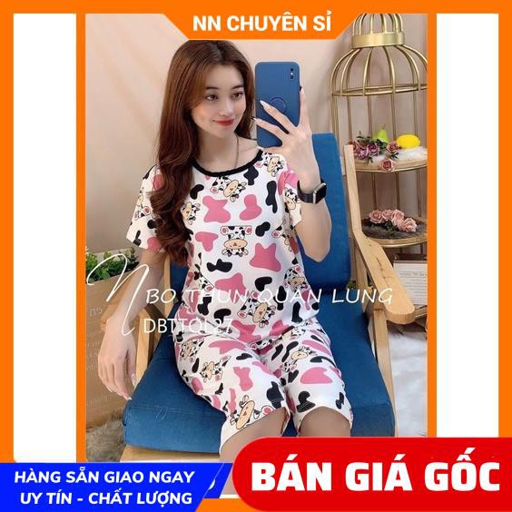 Đồ bộ nữ mặc nhà mẫu mới Đồ bộ bò sữa Vải thun mềm mịn mát con giãn tốt in họa tiết nhiều màu dễ thương DBTTQ