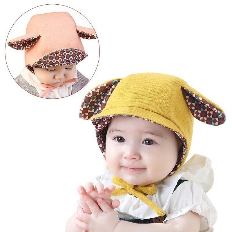 Mũ Nón Cột Dây Tai Thỏ Siêu Dễ Thương cho Bé