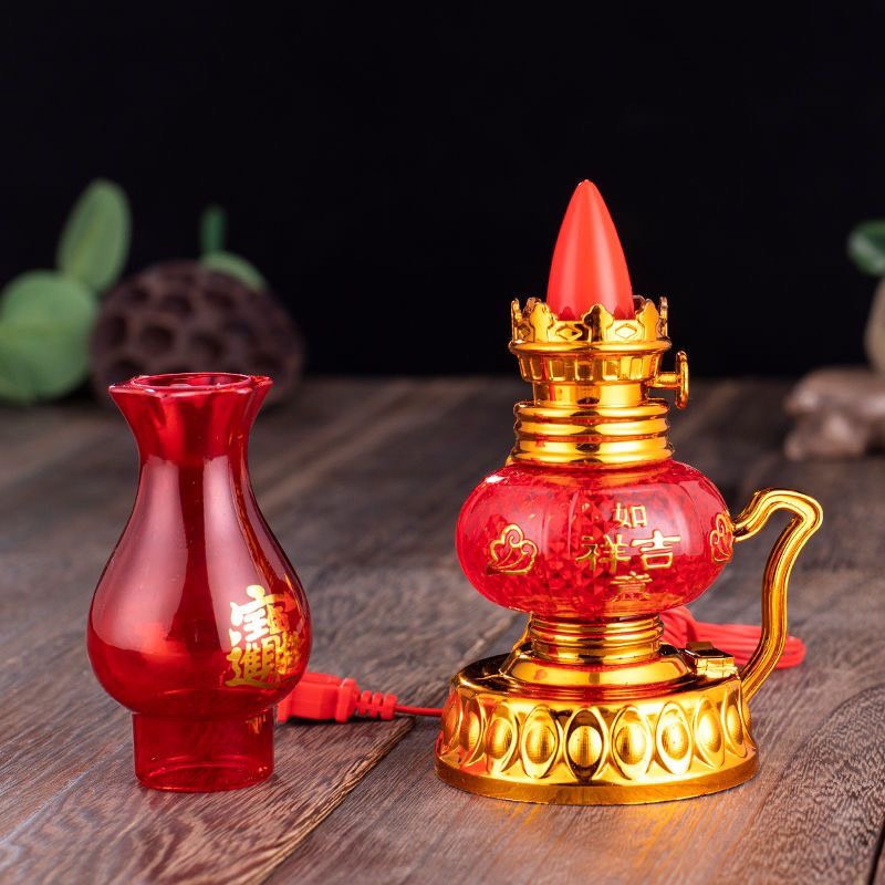 Đèn Dầu   Điện Tử  Sử Dụng Pin Bằng Nhựa  - Phật Giáo Tuệ quang