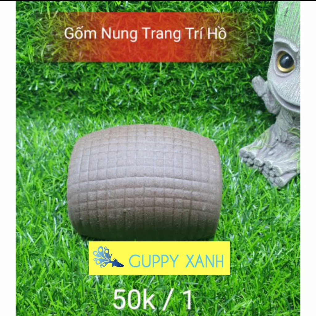 Mô Phỏng Hang Đồ chơi cho tép - Gốm nung trang trí cho thủy sinh - Hồ Cá - Guppy Xanh