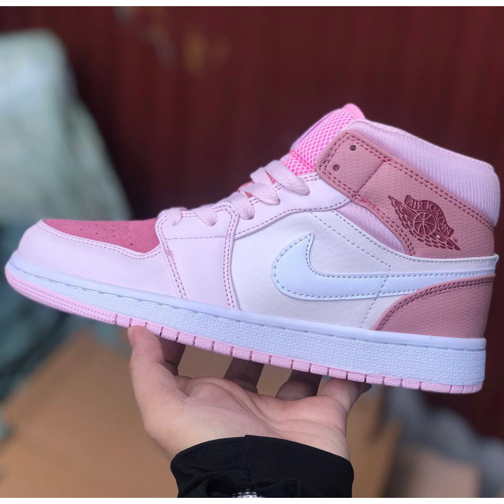 Giầy Sneaker 💎Tăng Chiều Cao - Giày Thể Thao Nam Nữ JD Cao Cổ Màu Hồng Nam Nữ 💎 Ảnh Thật 💎