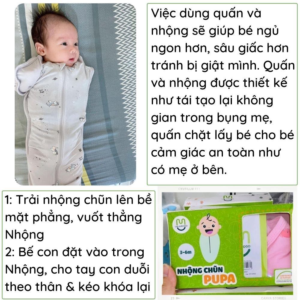 Nhộng Chũn UalaRogo 2 Size Cho Bé 0-6 Tháng  Chất Vải Mềm Mại, Co Giãn 4 Chiều