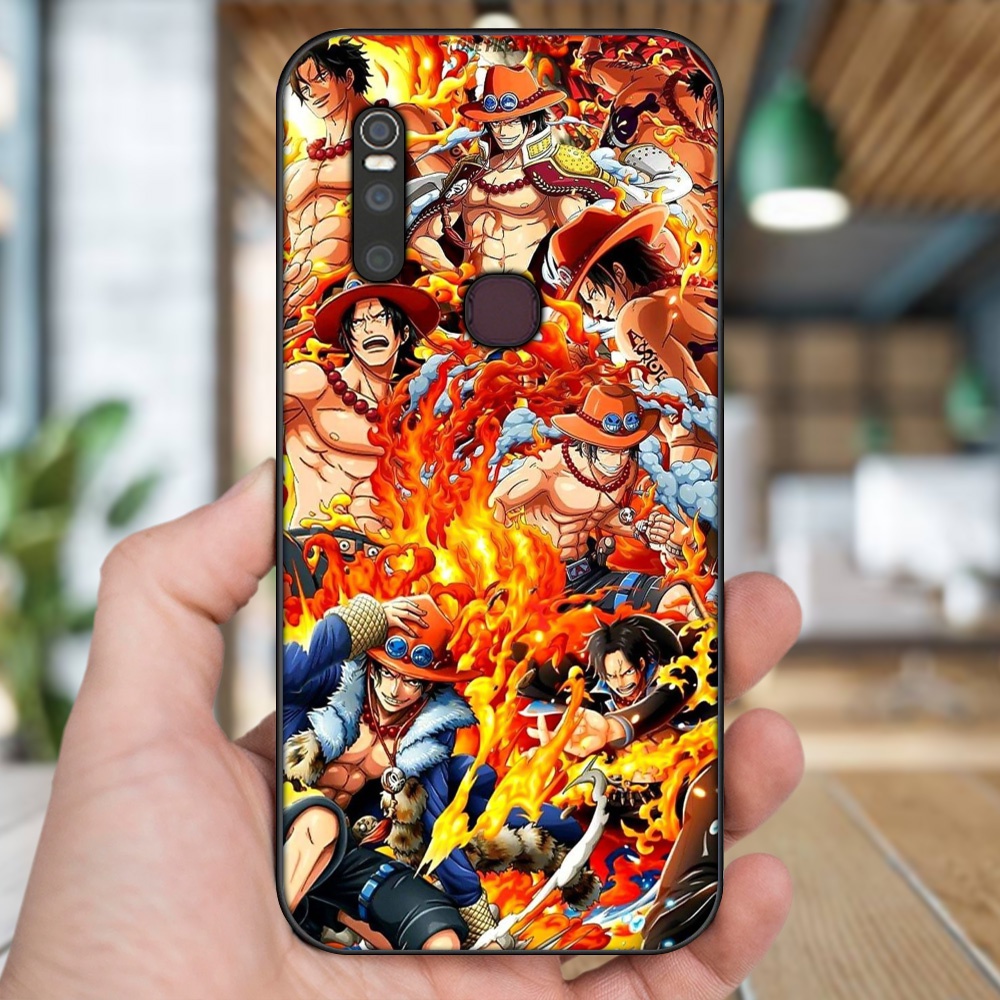 Ốp lưng Vivo V15 viền đen in hình Ace One Piece