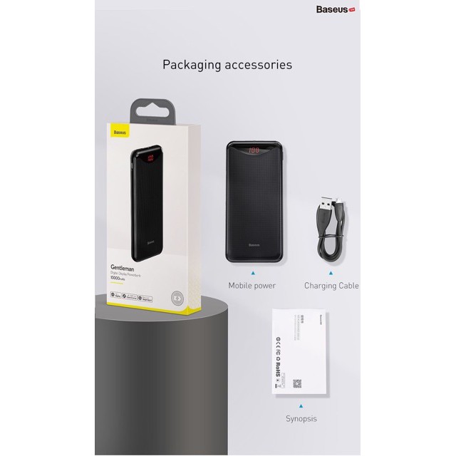 Pin dự phòng nhỏ gọn Baseus Gentleman Digital Display Powerbank 10000mAh