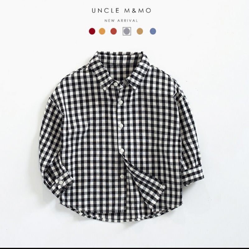 Áo Sơ Mi caro cho bé trai vải Cotton Sọc Ca Rô Thời Trang Thu Xuân Dành Cho Trẻ em