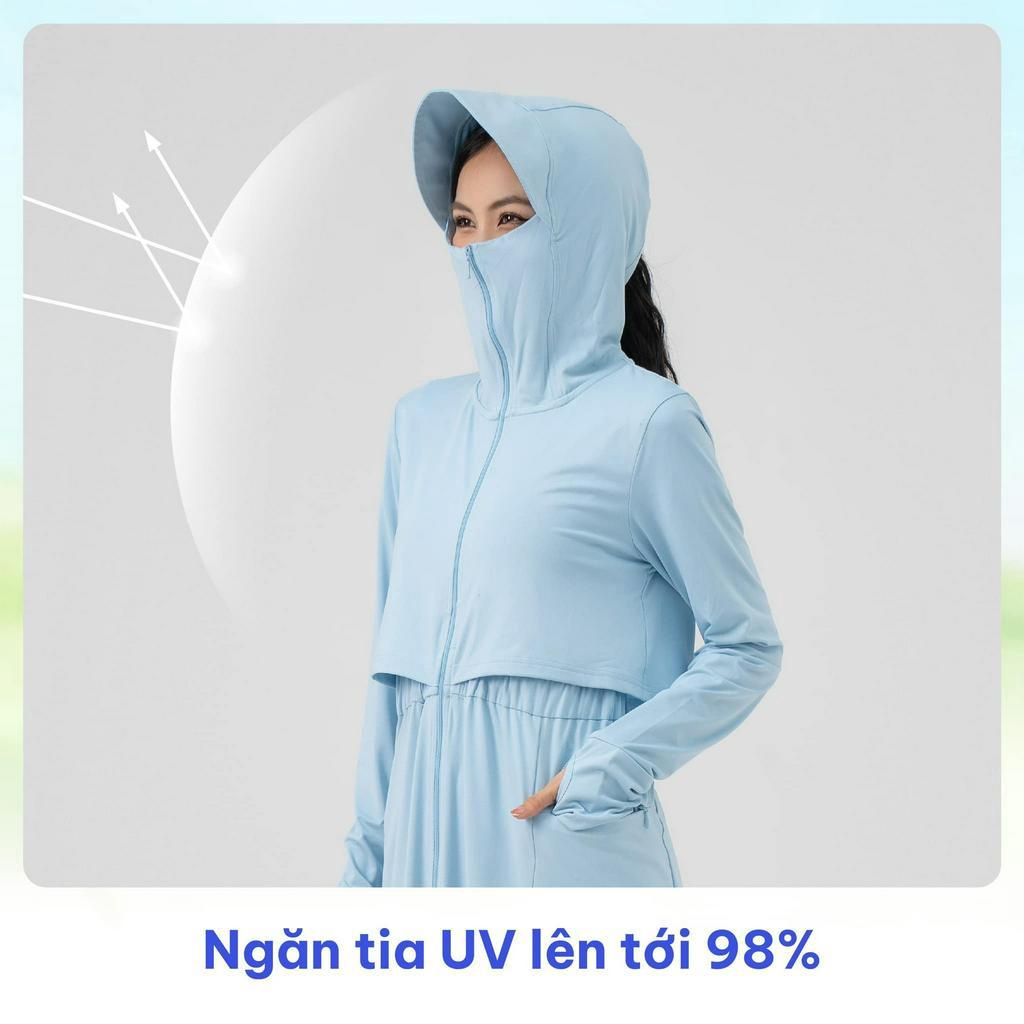 Áo chống nắng Nữ YODY chống tia UV dáng dài thoáng mát, mũ rộng ACN6010