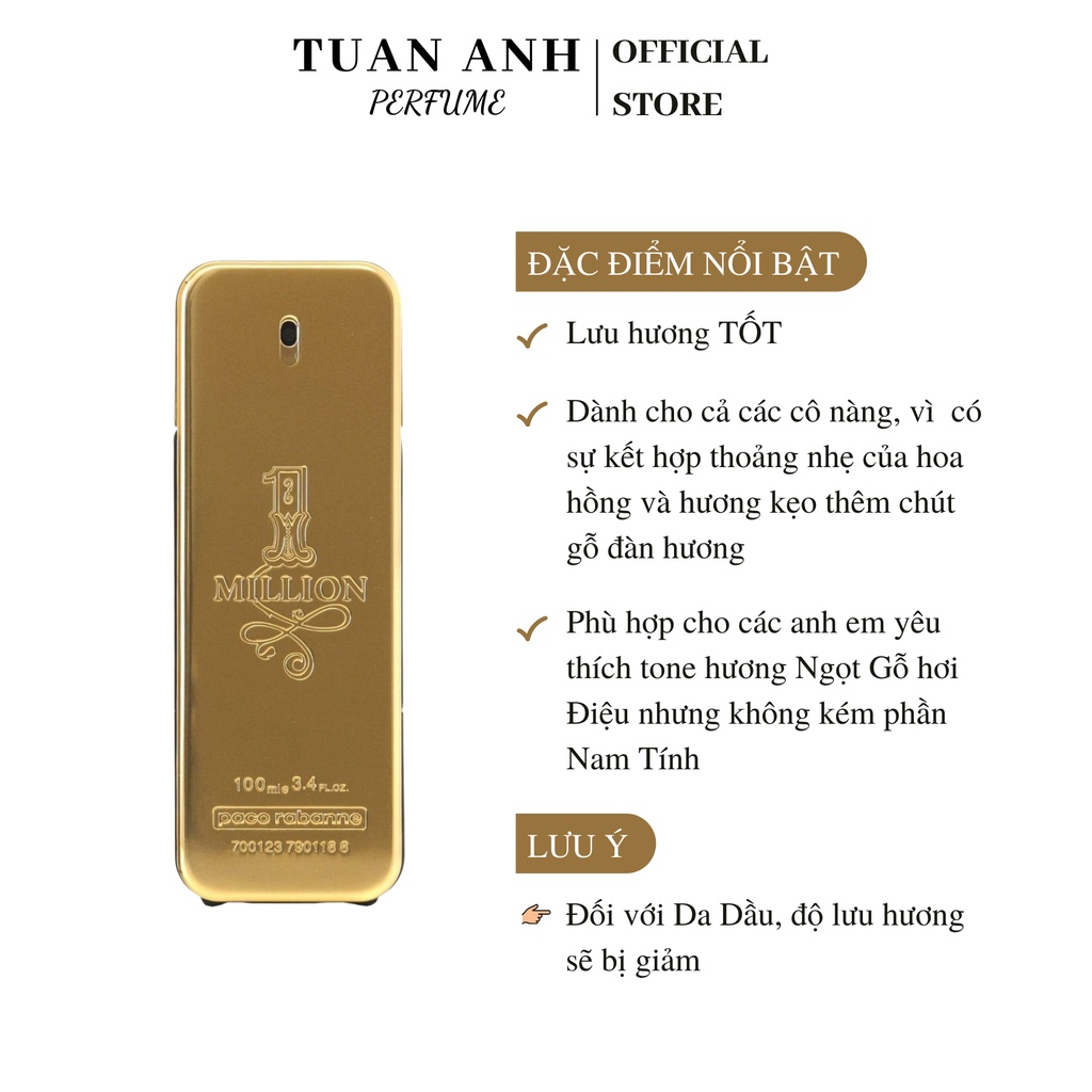 Nước hoa nam cao cấp mùi ngọt 1 Million Eau De Toillet chính hãng thơm lâu giá rẻ TUAN ANH PERFUME