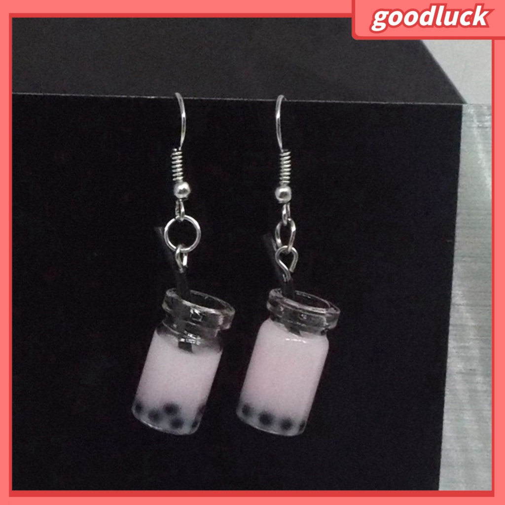 ps/Fashion Women Bubble Tea Drink Dangle Long Ear Hooks Earrings Jewelry Decor