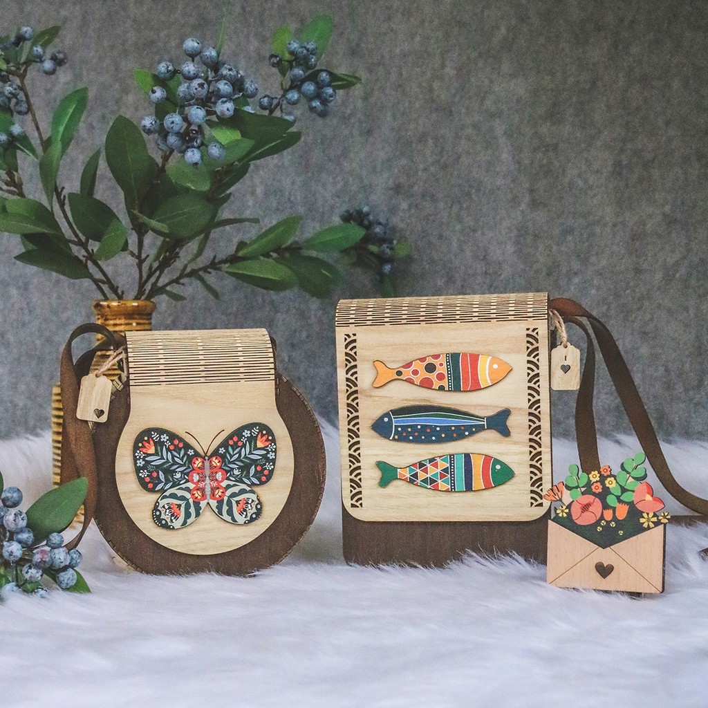Túi Gỗ Boho Vintage