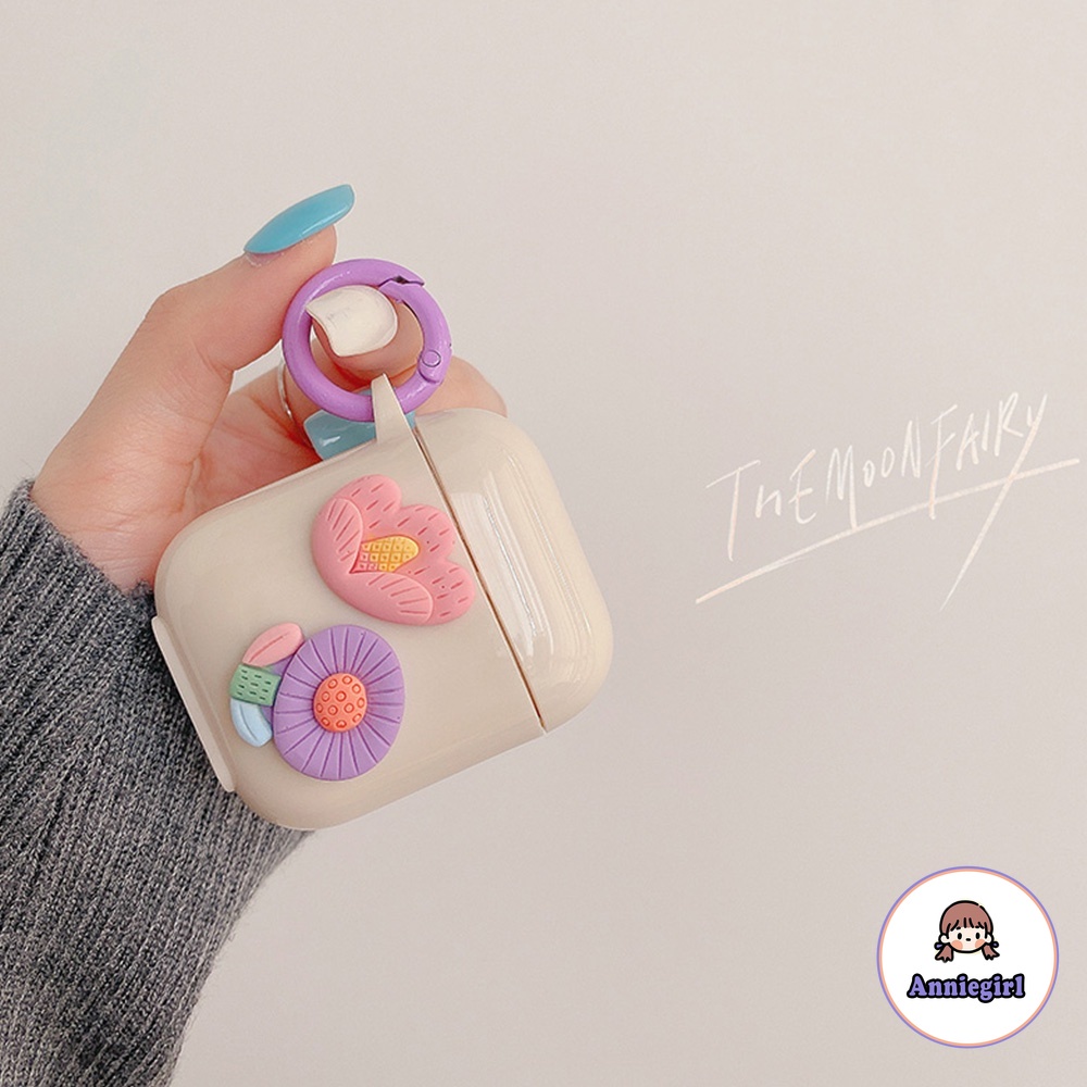 Vỏ Bảo Vệ Hộp Sạc Tai nghe không dây Airpods 1/2/3/pro Hình Hoa Đào Mùa Hè 3D