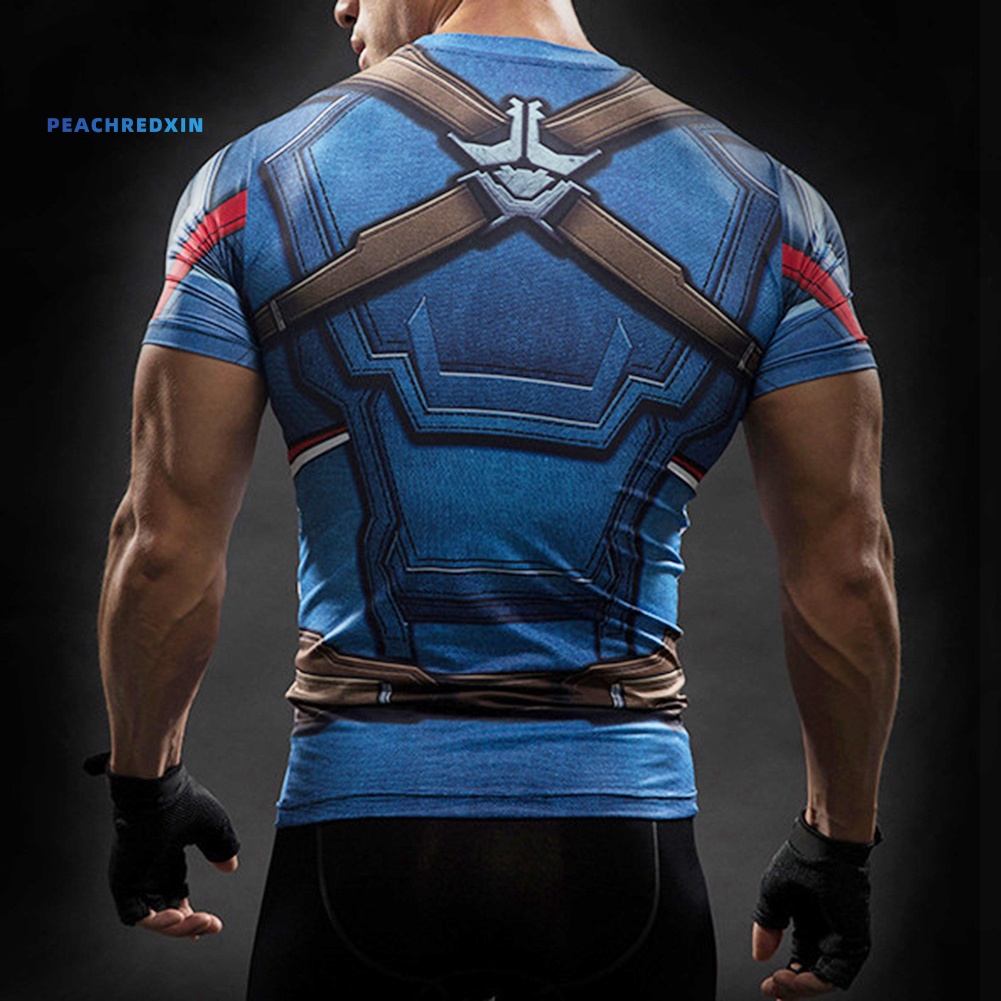 Áo thun ngắn tay plus size in hình Iron Man Captain America