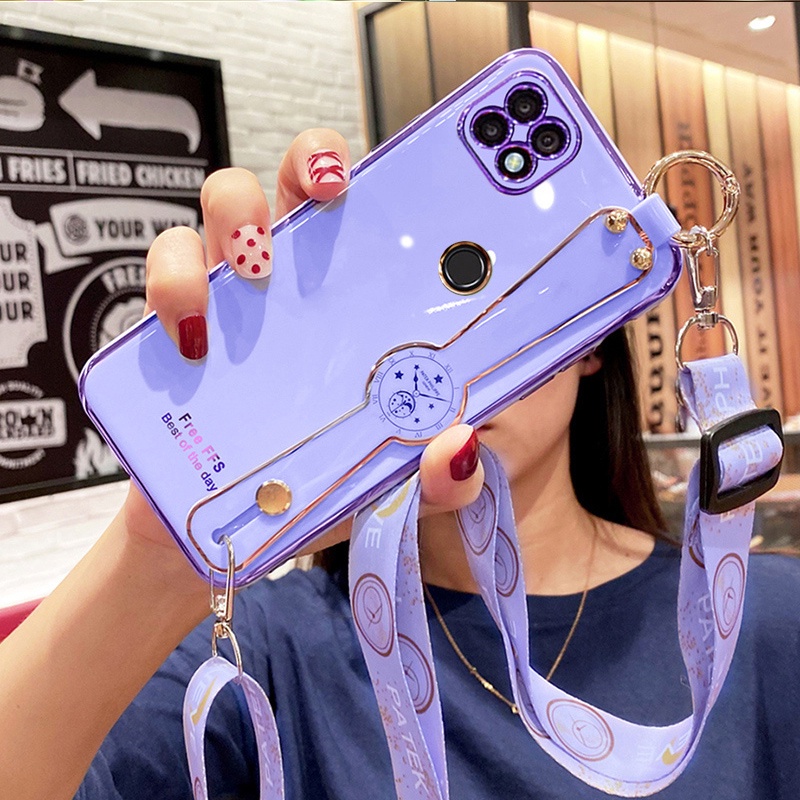 Ốp Điện Thoại Mềm Đính Đá Có Dây Đeo Cho Realme c25 c12 c25s c15 c21y