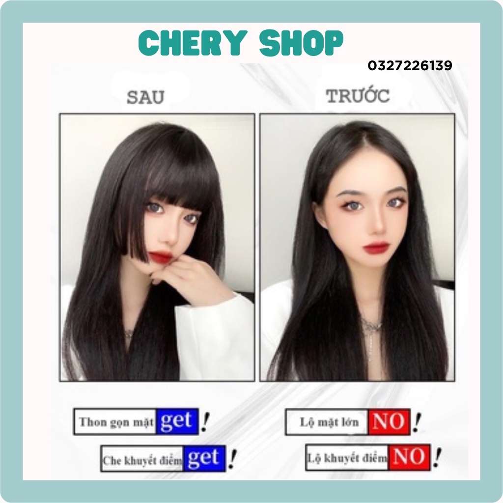 Tóc giả nữ mái dày NHẬT BẢN làm bằng sợi tơ cao cấp uốn ép thoải mái