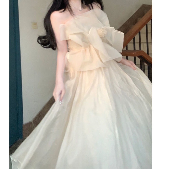 Bộ Áo Ống Ngắn + Chân Váy Lưới Eo Cao Thời Trang Mùa Hè 2022 Phong Cách Pháp Hàng Mới Dành Cho Bạn Nữ