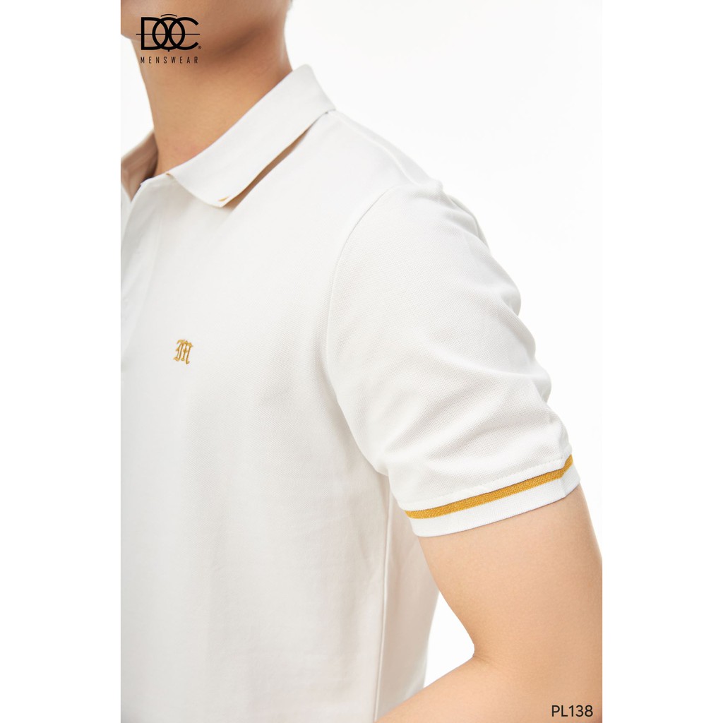 Áo Polo Nam Cotton Trơn Cổ Bẻ Phối Viền Vàng, Thêu Họa Tiết Slimfit Cao Cấp ĐỘC MENSWEAR - PL138 | BigBuy360 - bigbuy360.vn
