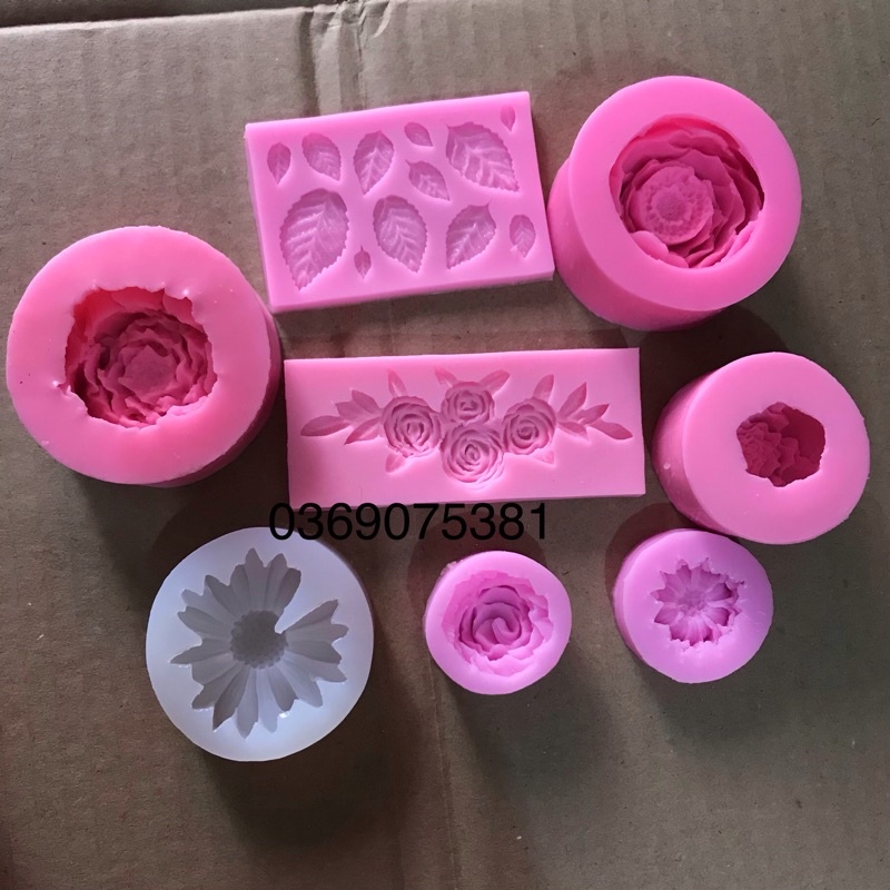 Combo 8 khuôn silicon hoa lá đẹp làm rau câu xôi hoa đậu