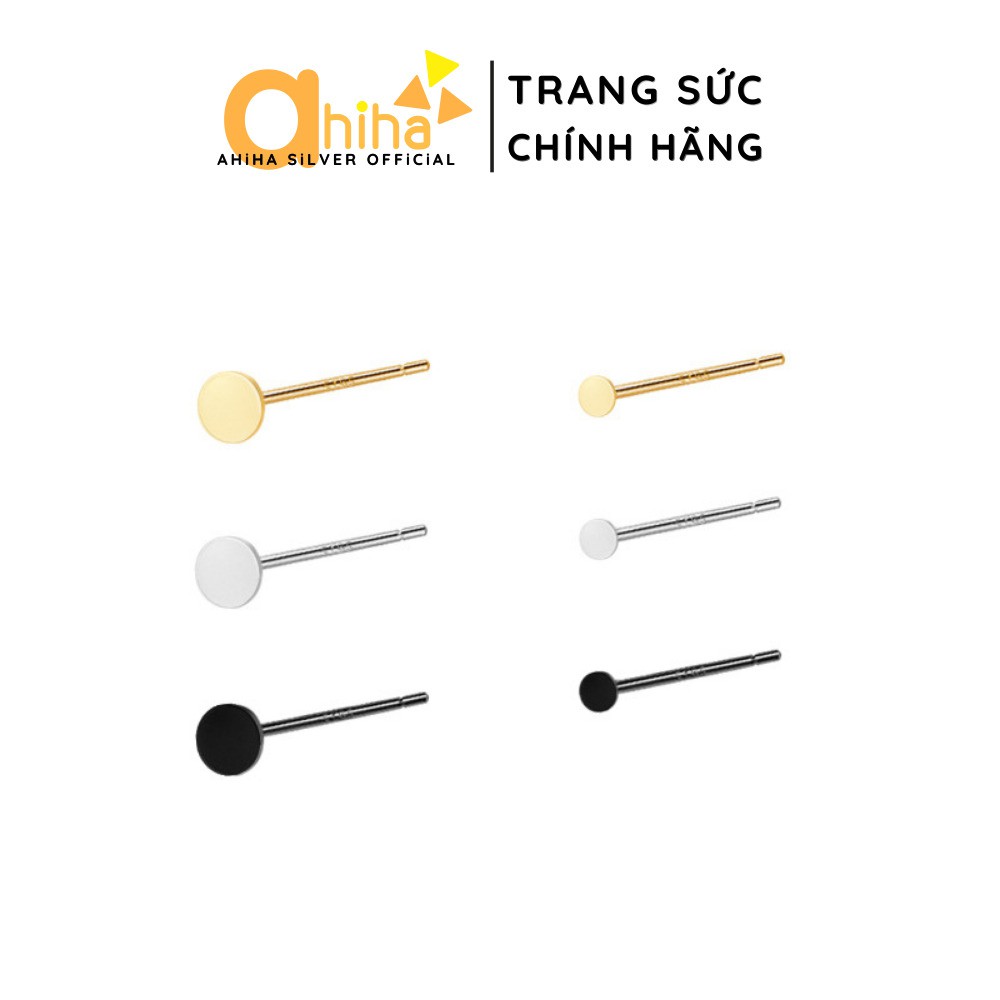 Khuyên tai bạc AHiHA chấm tròn 1.5 - 3mm phong cách Ulzzang đơn giản - HT06