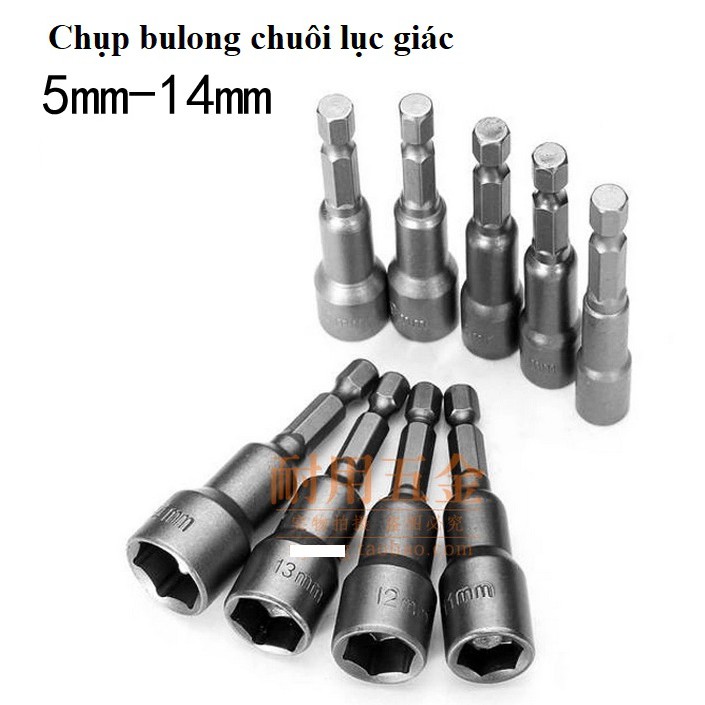 SV Bộ 11 chụp bulong dài 65mm chuôi lục giác có nam châm