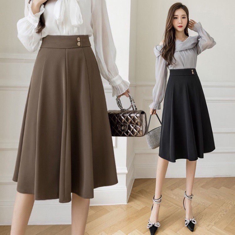 Chân váy midi dài thu đông chất tuyết mưa Siêu Xinh