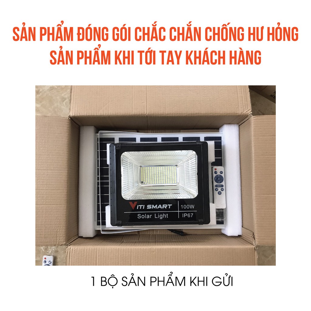 Đèn năng lượng mặt trời 100W, Đèn năng lượng mặt trời trang trí sân vườn, Bảo hành 2 năm chống nước tiêu chuẩn IP67