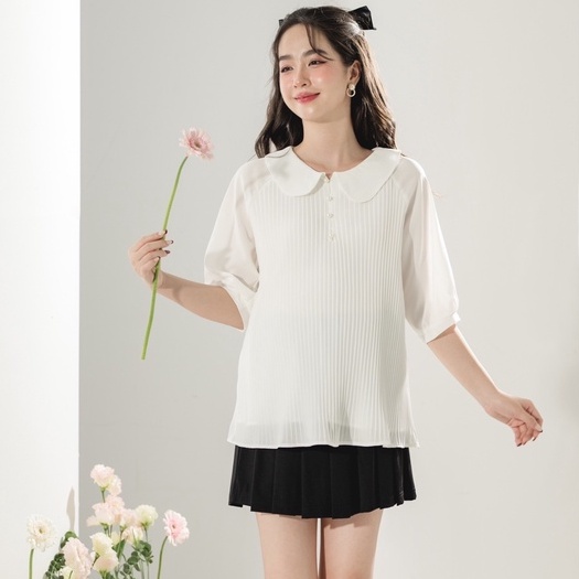 MEDYLA - Áo sơ mi bầu công sở vải xốp cho bầu đi làm đi chơi cực xinh - ASM137