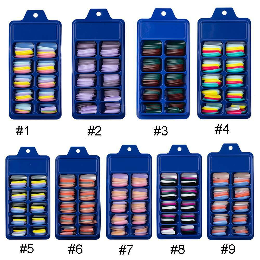 [Hàng mới về] Bộ 100 móng tay giả bằng acrylic nhiều màu sắc sành điệu cho nữ