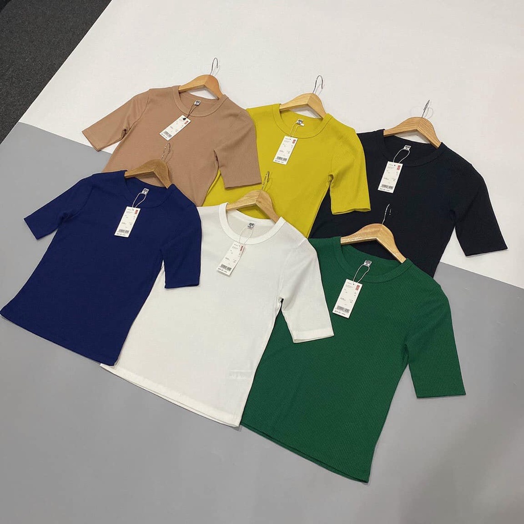 Áo thun gân tay lỡ cho mùa thu đông - sẵn 06 màu