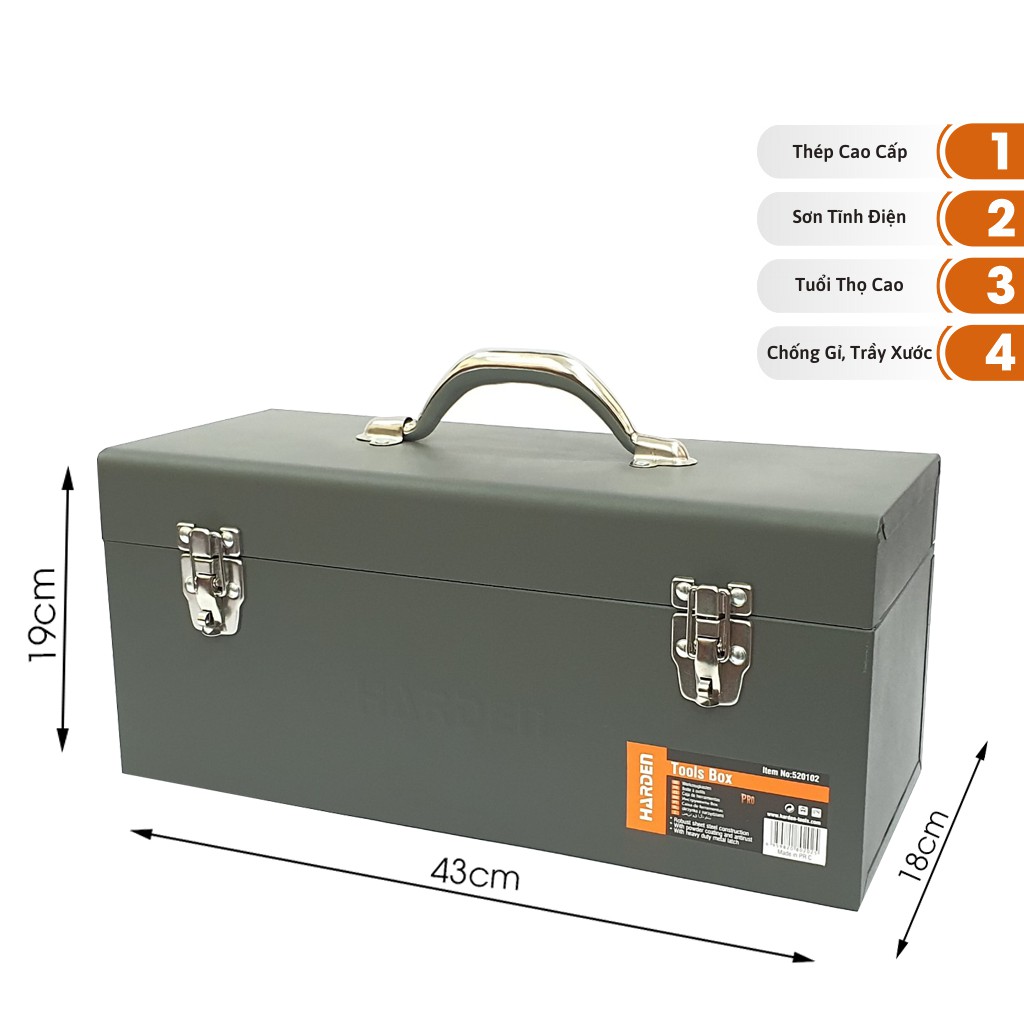 Hộp đựng dụng cụ, đồ nghề đa năng HARDEN 520102 - Hộp thép mạ tĩnh điện cao cấp
