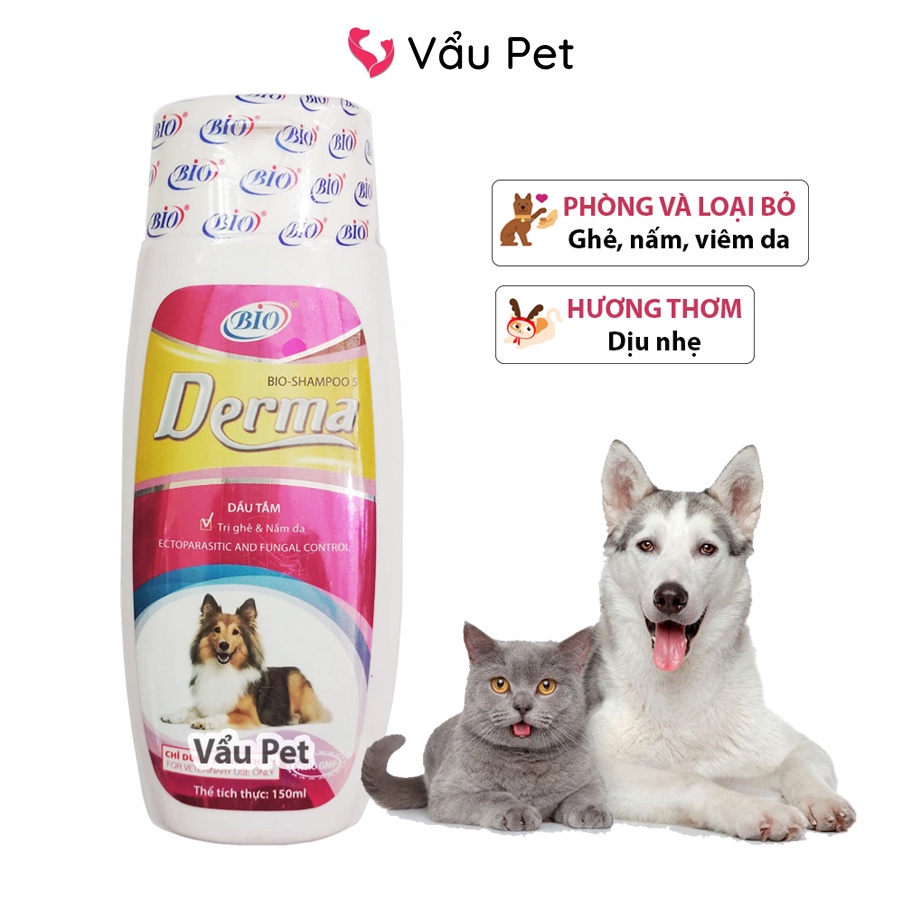 Sữa Tắm Cho Chó Bio Derma 150ml Dưỡng Da Trị Ghẻ Nấm - Sữa tắm chó mèo Vẩu Pet Shop