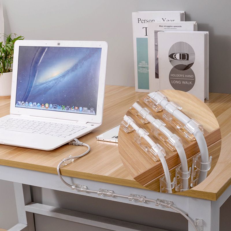 Kẹp nhựa giữ cố định, đi luồn dây điện, trong suốt có sẵn keo dán tường tiện lợi