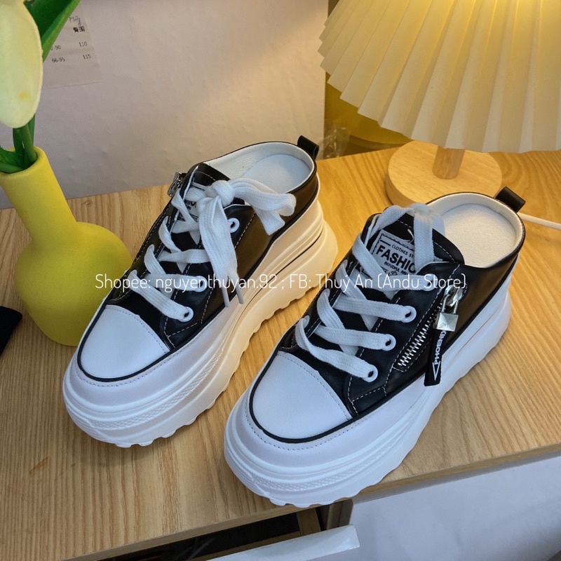 Giày sục thể thao độn đế 9cm⚡️Andu Store⚡️ Giày đế bánh mì nữ tăng chiều cao