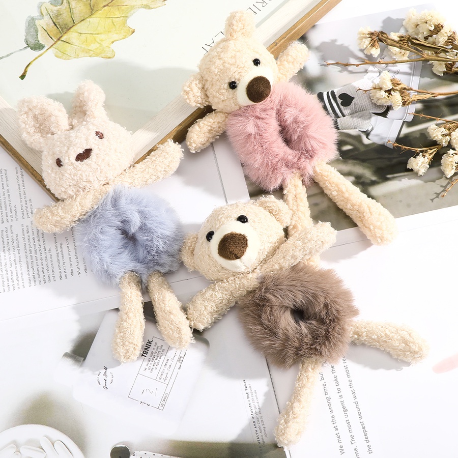 Dây thun cột tóc hình thỏ / gấu nhồi bông dễ thương cho nữ