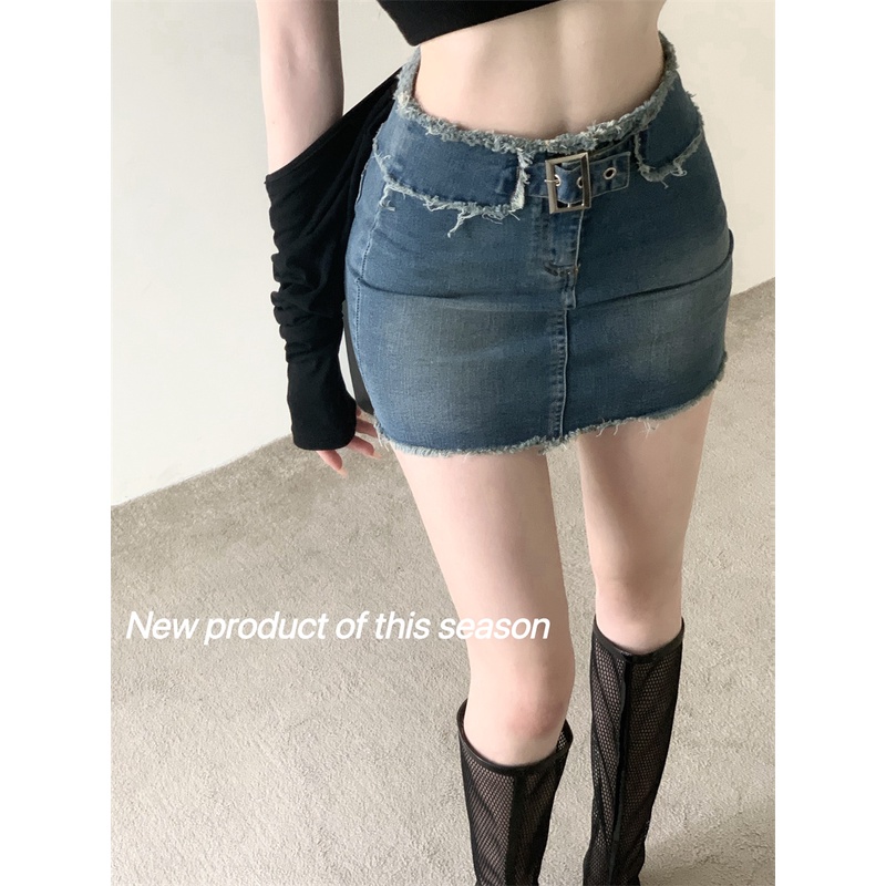 Cocory vn Chân váy jean Lưng Cao Dáng Chữ A Thời Trang Quyến Rũ Cho Nữ