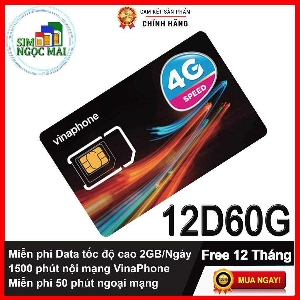 GIẢM KỊCH SÀN (FREE 12T)Sim 4G Vinaphone Đỉnh D60G TRỌN GÓI 1 NĂM - 2GB/NGÀY - 60GB/THÁNG - TIẾT KIỆM CHI PHÍ HƠN WIFI %