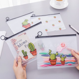 Túi đựng bút trong suốt hình cây xương rồng dễ thương tiện dụng