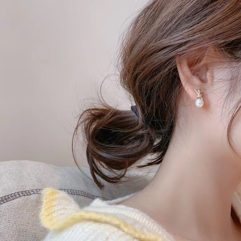 Khuyên tai nữ cá tính, thiết kế nút thắt đính ngọc sang chảnh, bền màu, giá rẻ - Bông tai nữ BT179