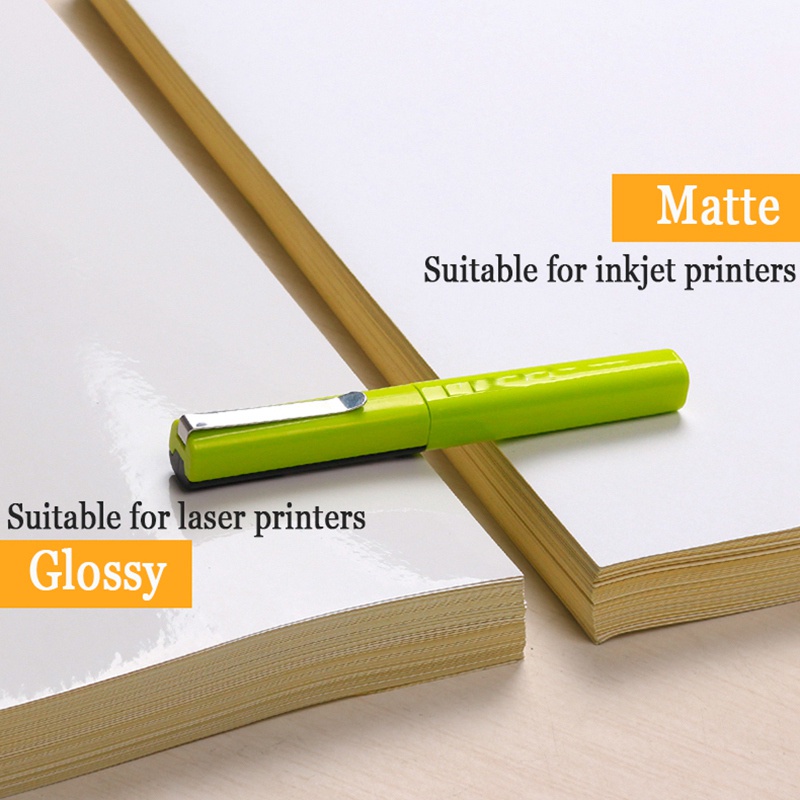 Set 50 Tấm Giấy A4 Màu Trắng Sáng Bóng Chống Nước Tự Dính Cho Máy In Lazer Inkjet