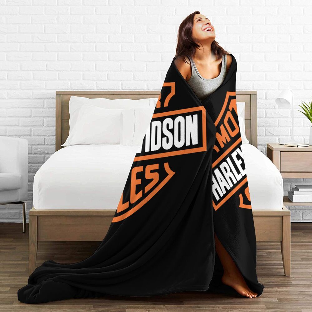 Vải chùm chất liệu nỉ mềm mại in chữ Harley Davidson độc đáo nhỏ nhẹ dùng trang trí cho ghế sofa / giường ngủ