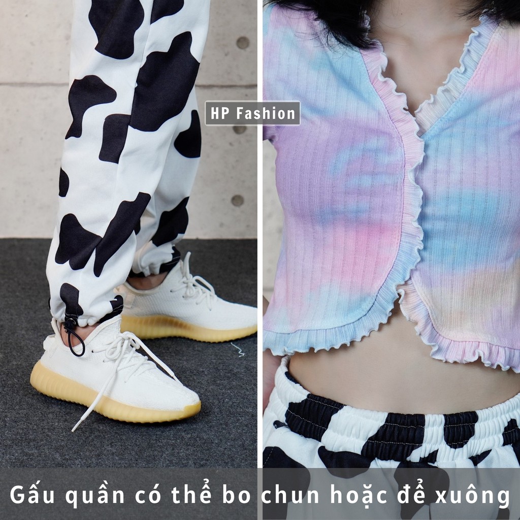 Quần jogger bò sữa ❤️ Quần nỉ cotton Ulzzang dây rút form rộng Unisex nam nữ - Happy Style