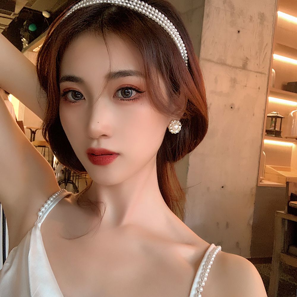 Băng Đô Cài Tóc Đính Hạt Ngọc Trai Phong Cách Hàn Quốc Cổ Điển Sang Trọng Cho Cô Dâu