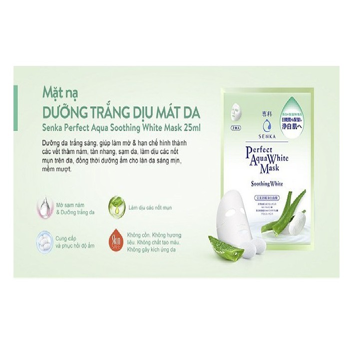 Mặt Nạ Dưỡng Trắng Dịu Mát Da Senka Perfect Aqua White Mask Soothing White (25ml)