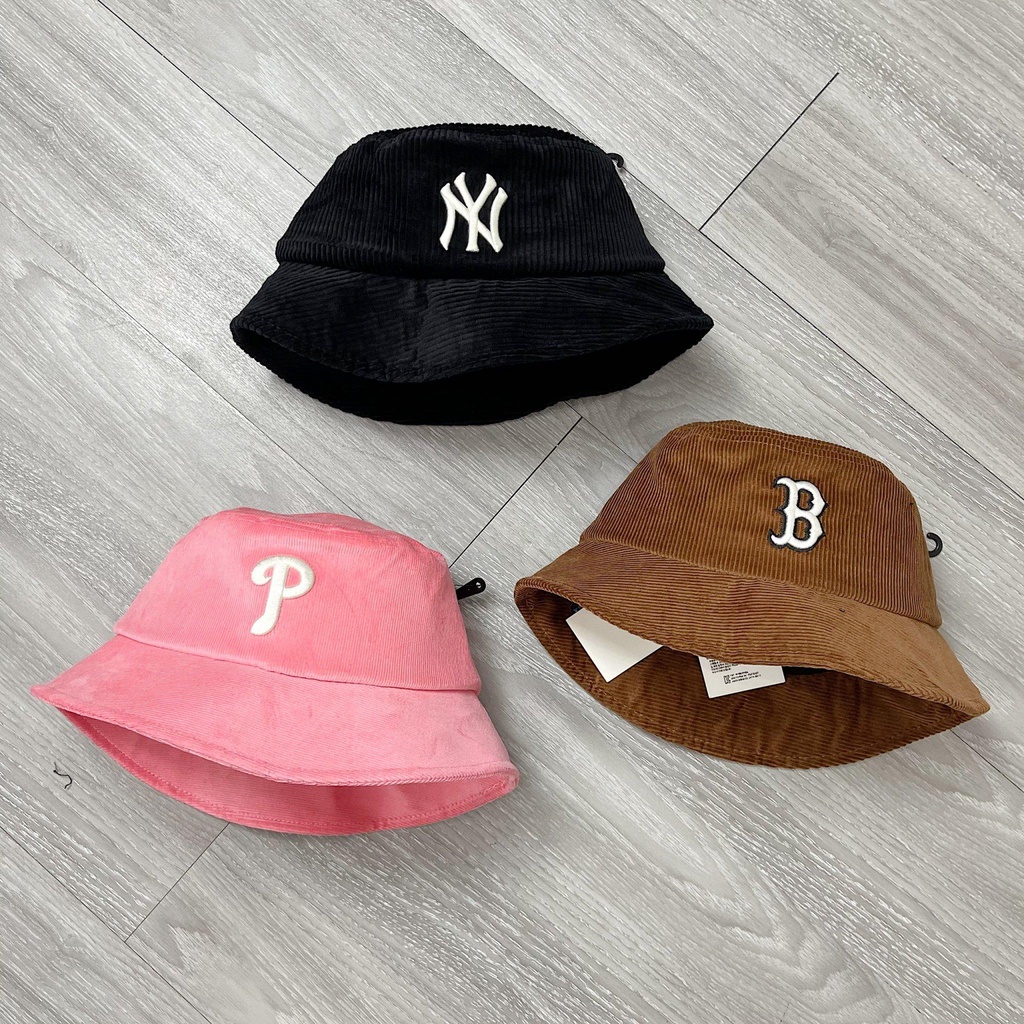Bucket Chất Nhung Gân Màu Đen/Hồng/Nâu Thêu Logo Hot Trend Siêu Đẹp Dn.Storevnxk