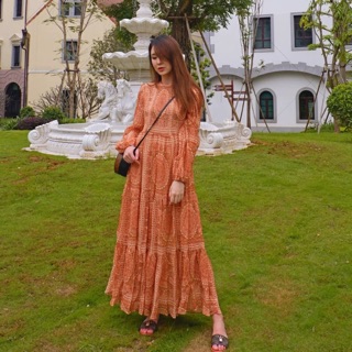Đầm maxi Boho phong cách vintage vô cùng xinh đẹp Ảnh thật chuẩn váy