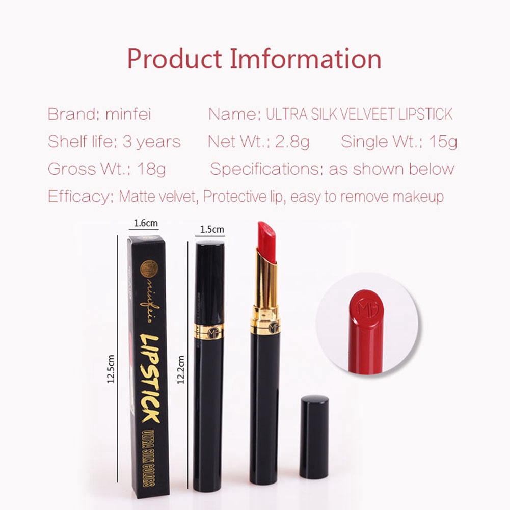 [Hàng mới về] Son lì chống nước 12 màu tùy chọn mịn như nhung nặng 2.8g hiệu Minfei | BigBuy360 - bigbuy360.vn